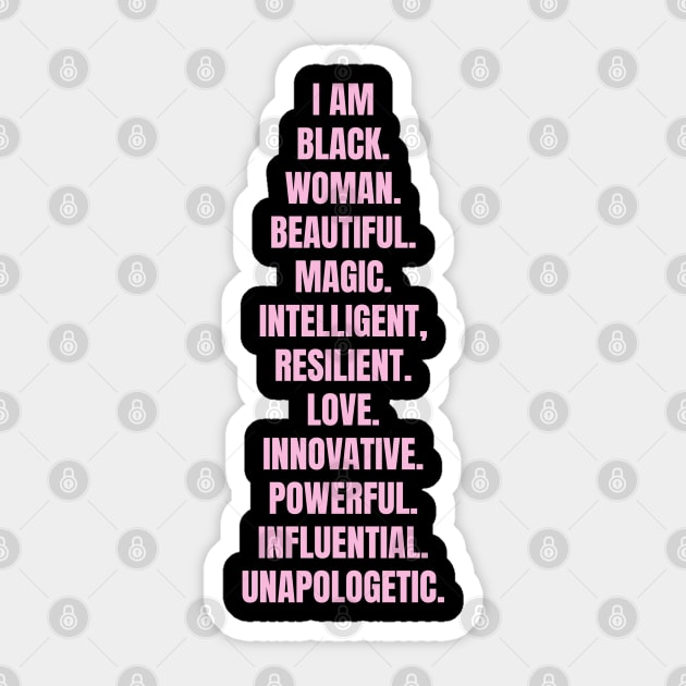 I Am A Powerful Black Woman | African American | Black Queen Sticker by UrbanLifeApparel